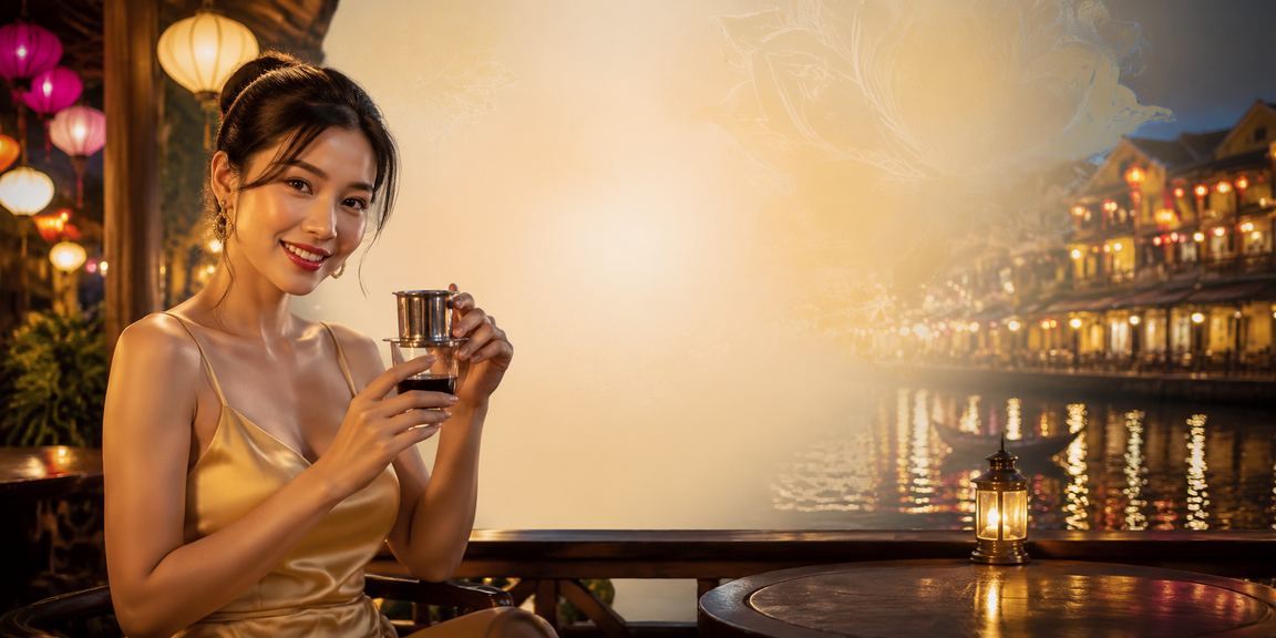 Người dùng abet truy cập cá cược qua điện thoại tại quán cà phê Hội An buổi sáng